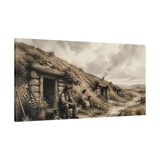 Main Mockup. Rustic Pioneer Family shown as canvas print