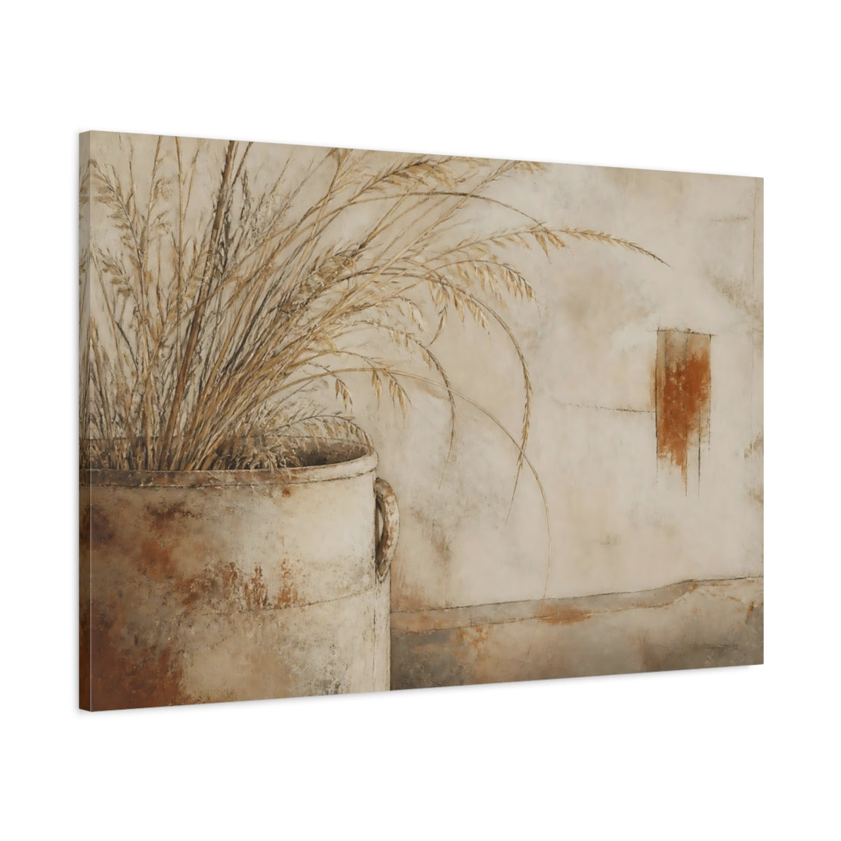 Main Mockup. Rustic Pot With Wheat shown as canvas print