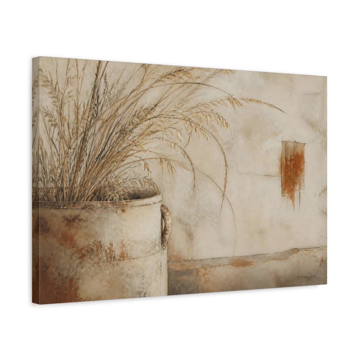 Side Mockup 3. Rustic Pot With Wheat shown as canvas print