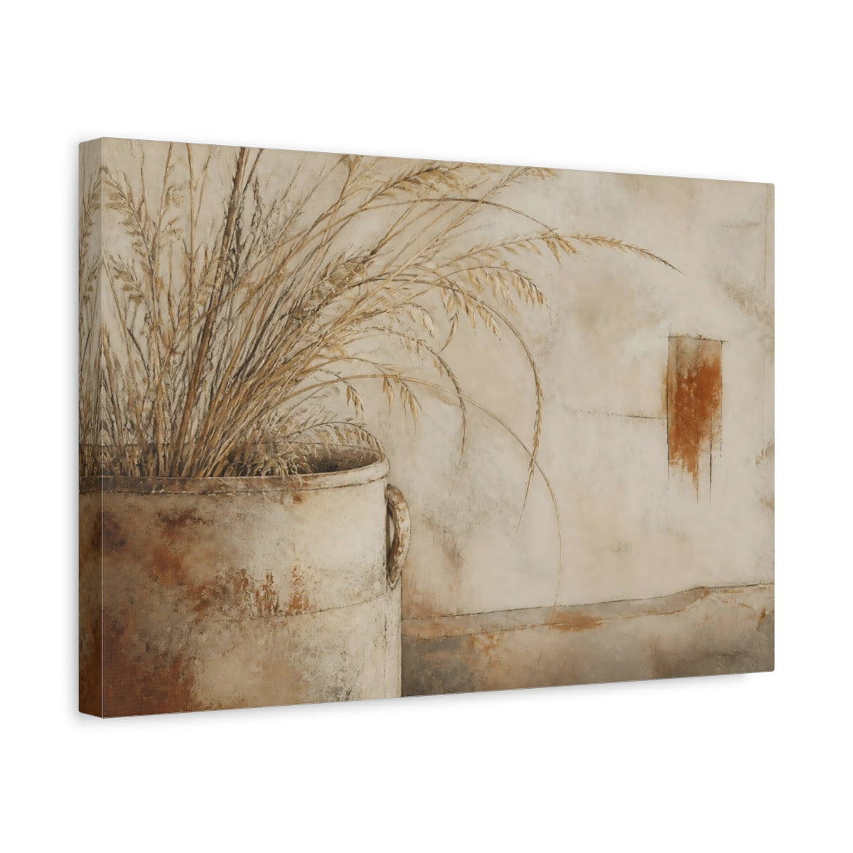 Side Mockup 4. Rustic Pot With Wheat shown as canvas print