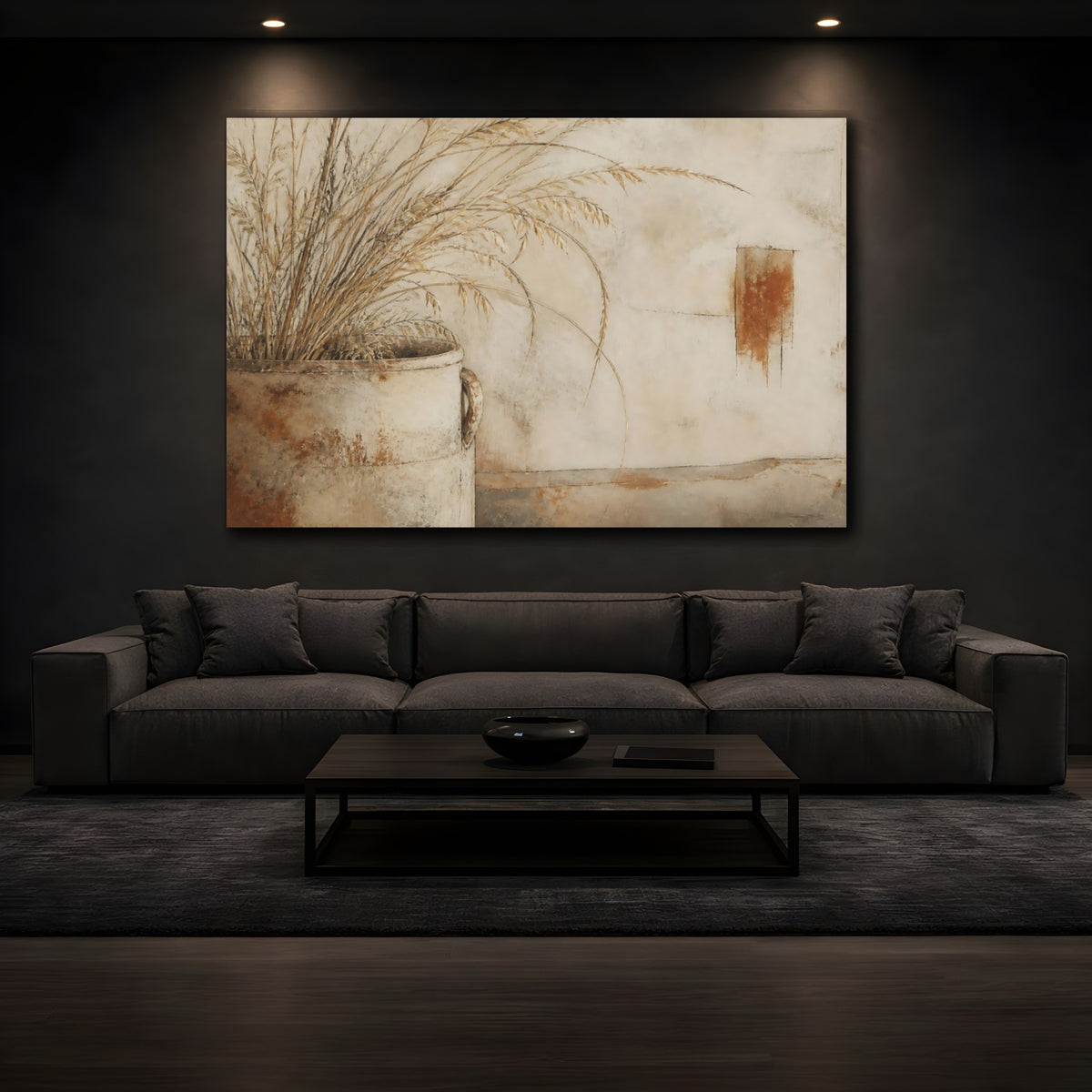 Mockup 3. Rustic Pot With Wheat shown as canvas print