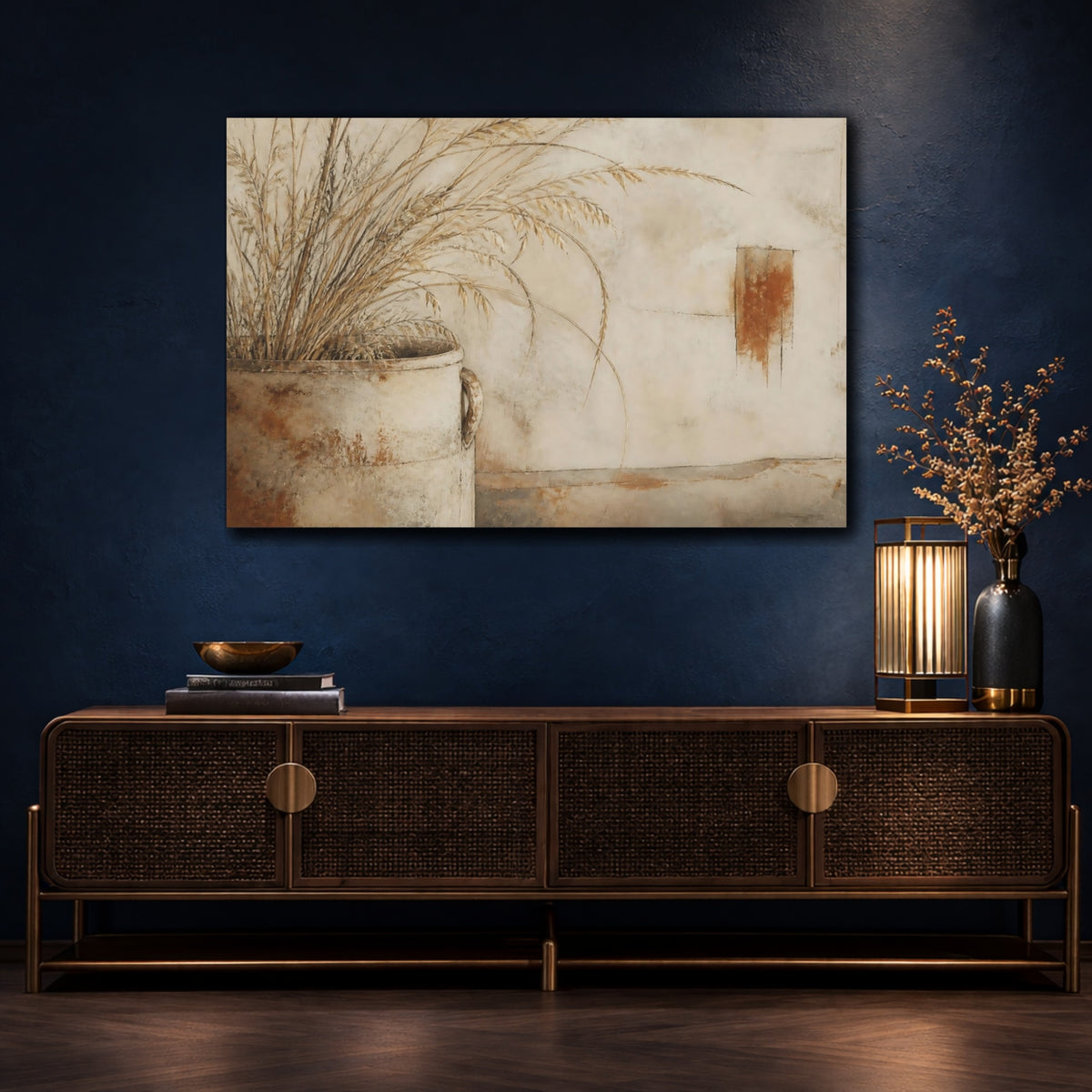 Mockup 4. Rustic Pot With Wheat shown as canvas print