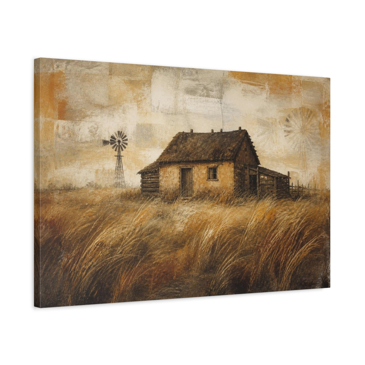 Side Mockup 2. Rustic Prairie Homestead shown as canvas print