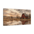 Side Mockup 3. Rustic Red Barn Reflection shown as canvas print