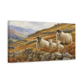 Side Mockup 3. Rustic Sheep On Hillside shown as canvas print