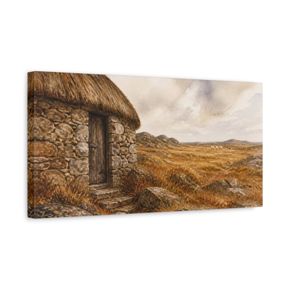 Side Mockup 3. Rustic Shepherd's Hut shown as canvas print