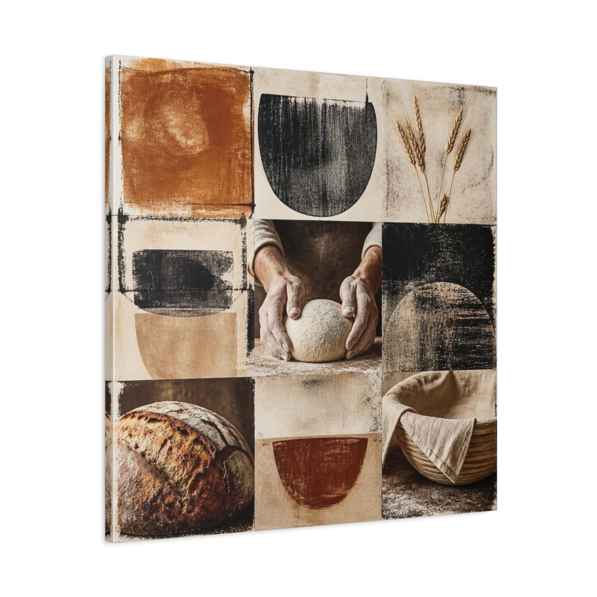 Side Mockup 3. Rustic Sourdough Hands shown as canvas print