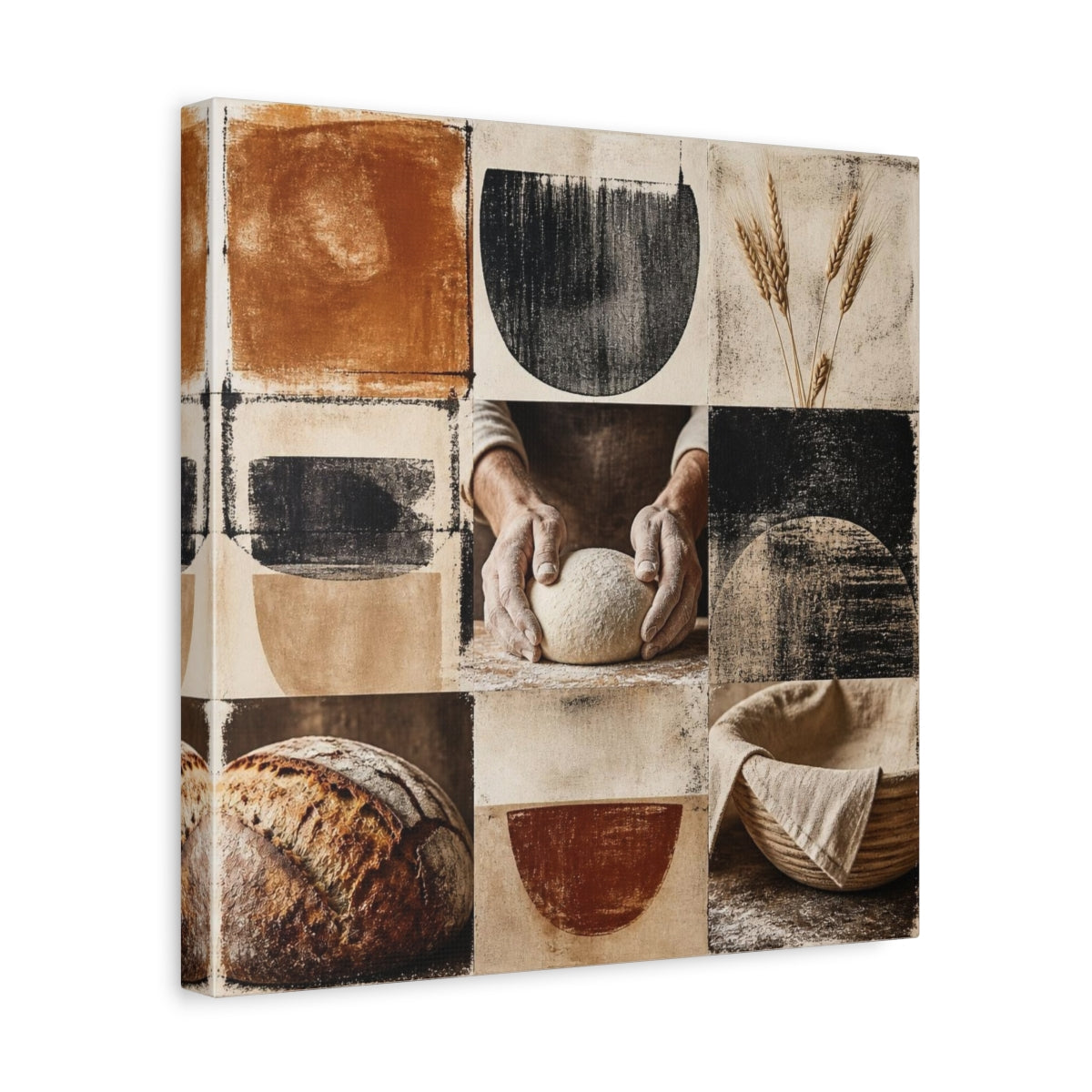 Side Mockup 7. Rustic Sourdough Hands shown as canvas print