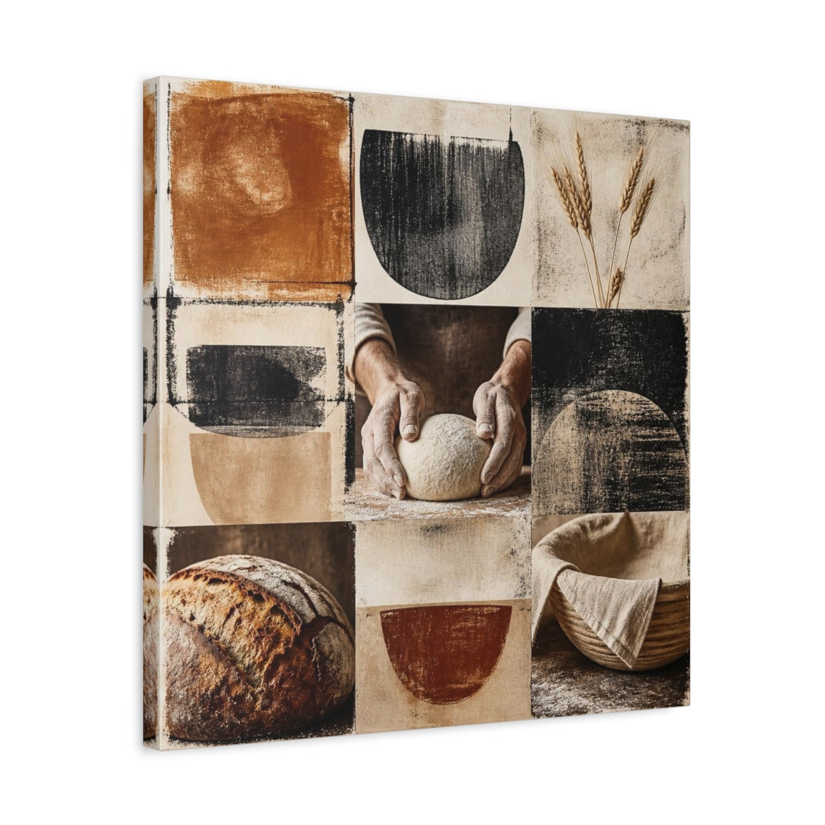 Side Mockup 5. Rustic Sourdough Hands shown as canvas print