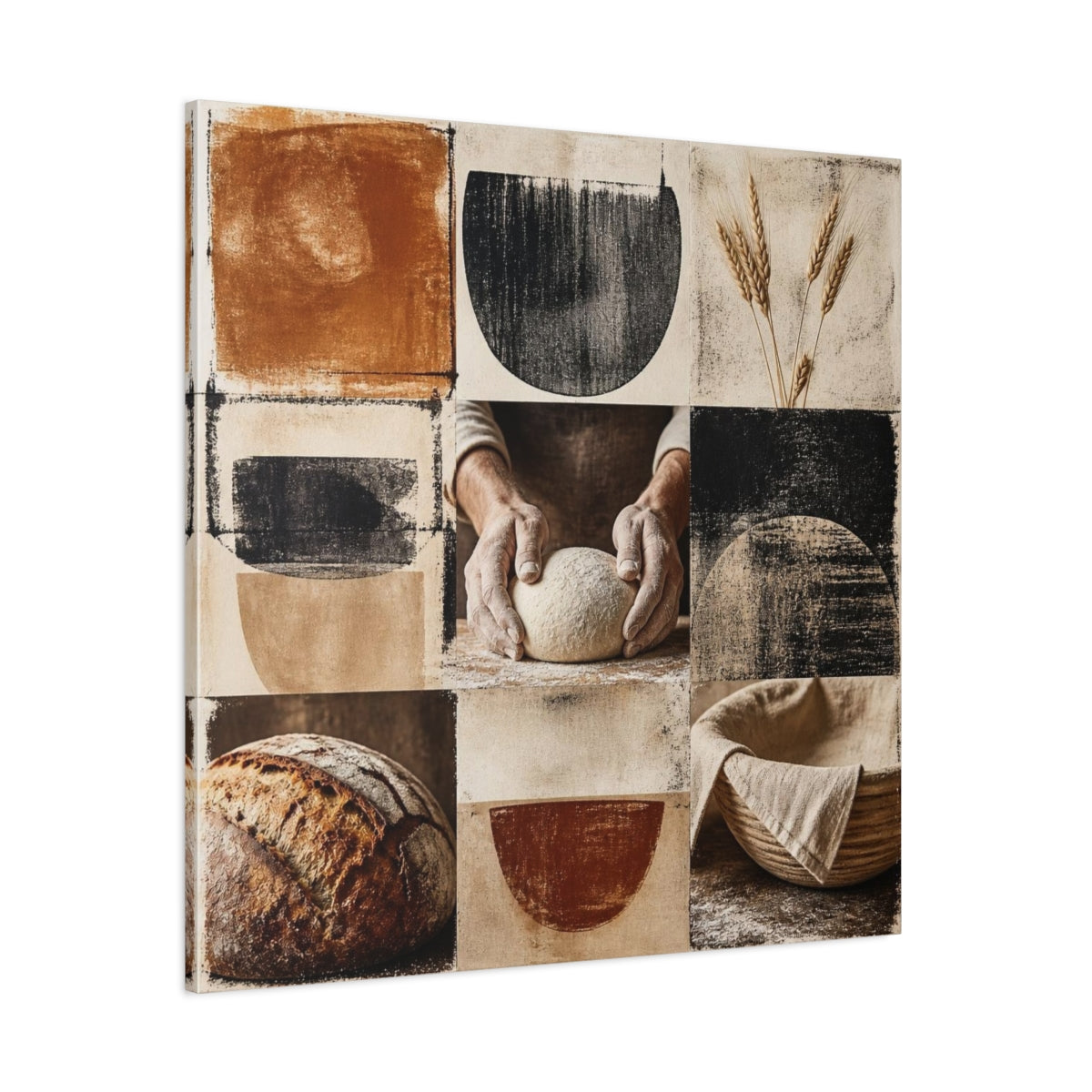Side Mockup 1. Rustic Sourdough Hands shown as canvas print