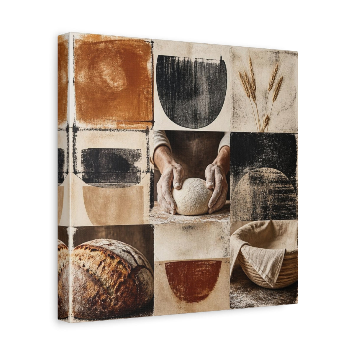 Side Mockup 8. Rustic Sourdough Hands shown as canvas print