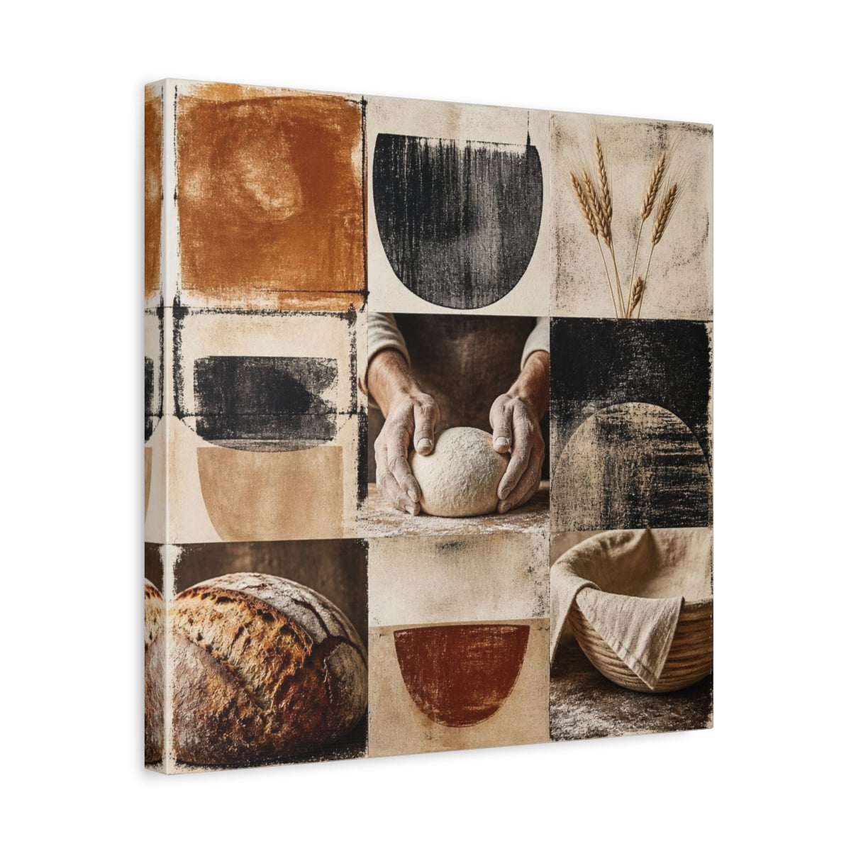Side Mockup 6. Rustic Sourdough Hands shown as canvas print