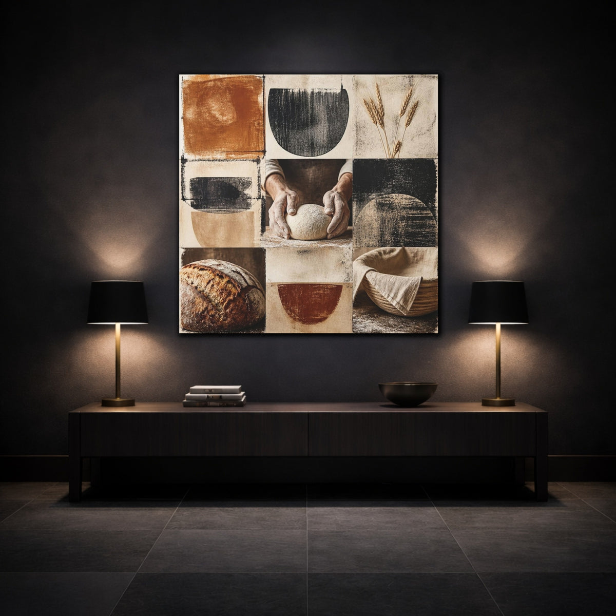 Mockup 3. Rustic Sourdough Hands shown as canvas print