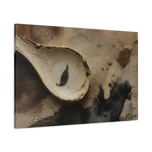 Main Mockup. Rustic Spoon With Leaf shown as canvas print