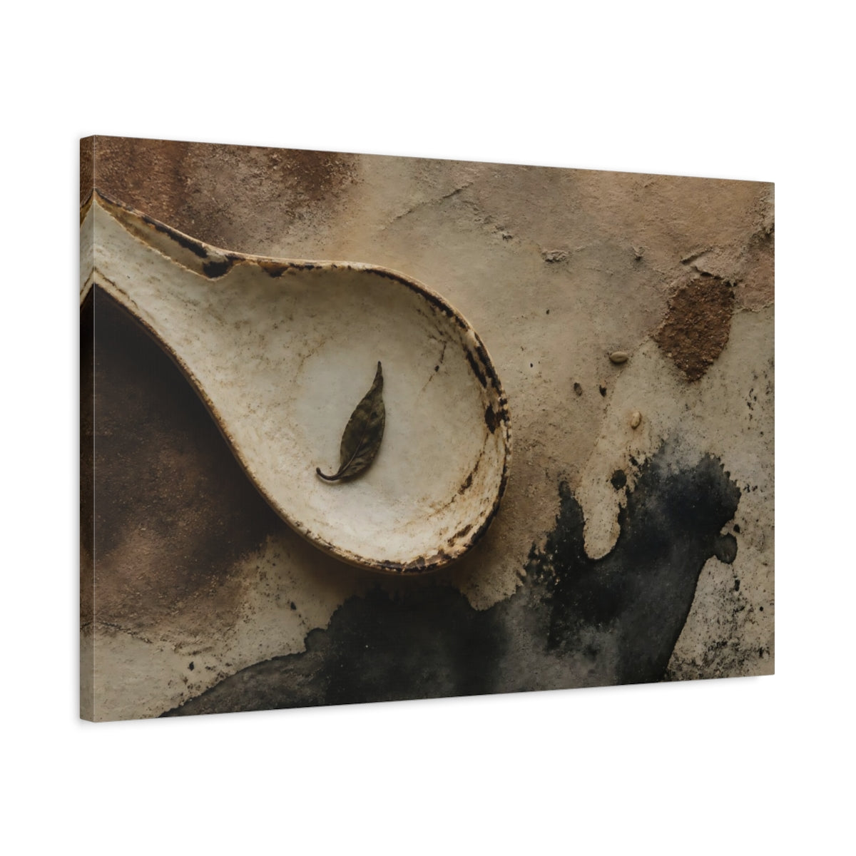 Side Mockup 2. Rustic Spoon With Leaf shown as canvas print