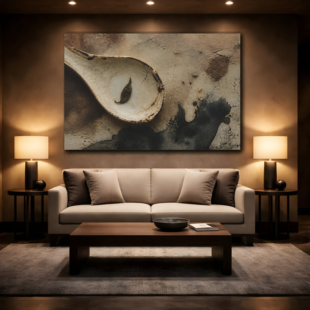 Mockup 2. Rustic Spoon With Leaf shown as canvas print