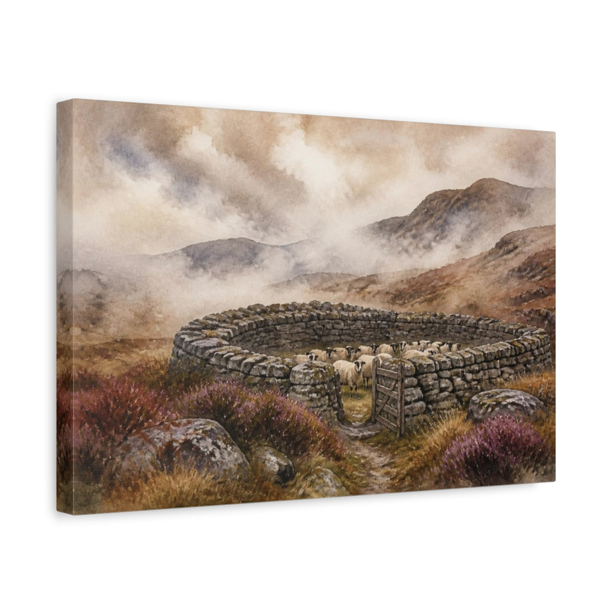 Side Mockup 4. Rustic Stone Sheepfold shown as canvas print