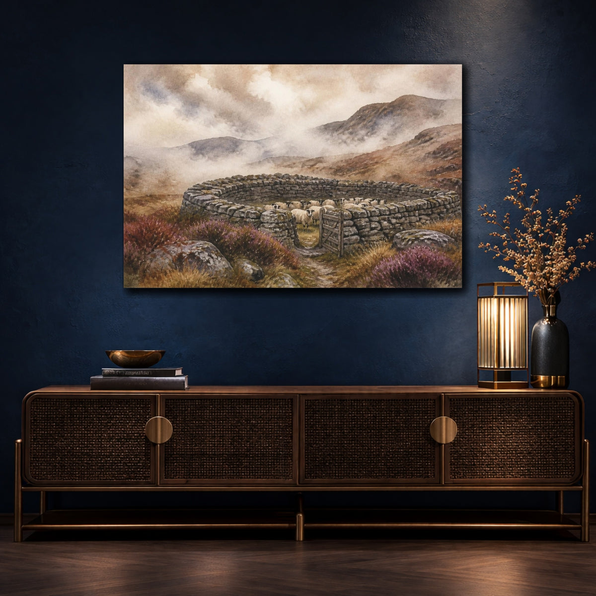 Mockup 4. Rustic Stone Sheepfold shown as canvas print