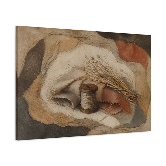 Main Mockup. Rustic Thread Spool shown as canvas print