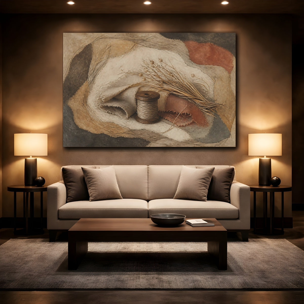 Mockup 2. Rustic Thread Spool shown as canvas print