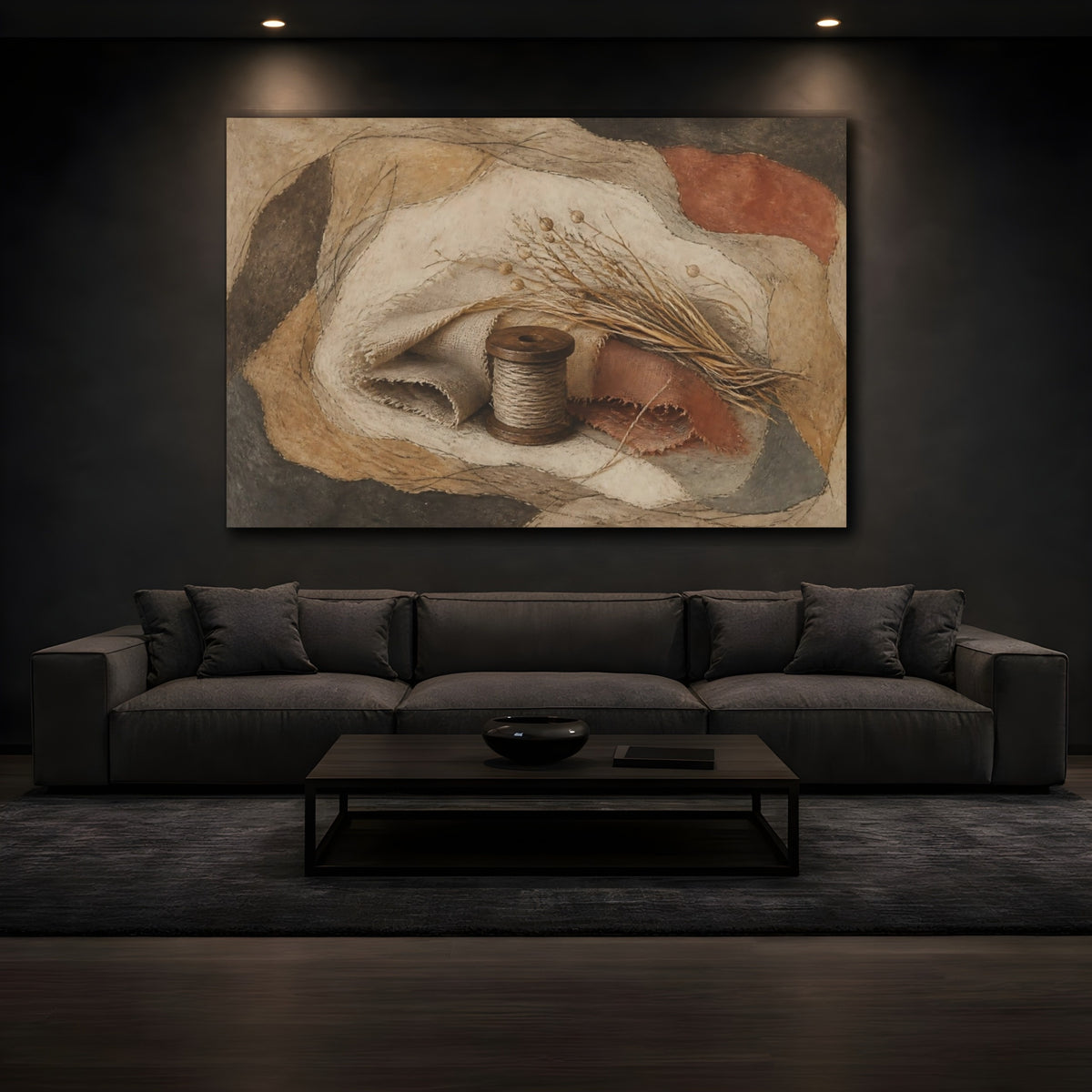 Mockup 3. Rustic Thread Spool shown as canvas print