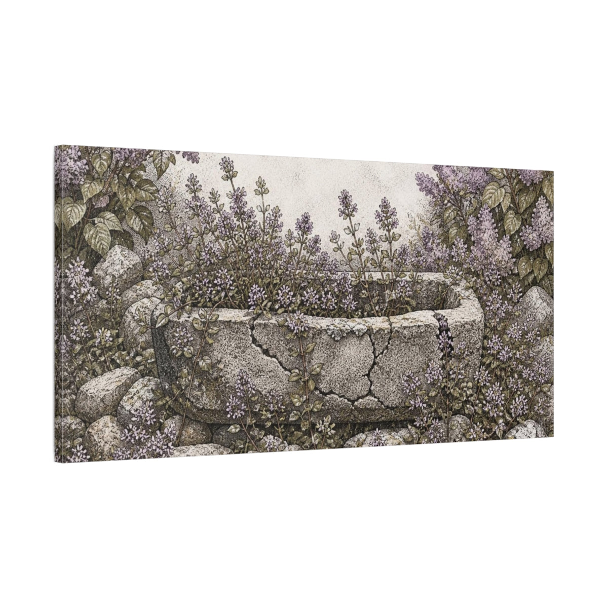Main Mockup. Rustic Thyme Trough shown as canvas print