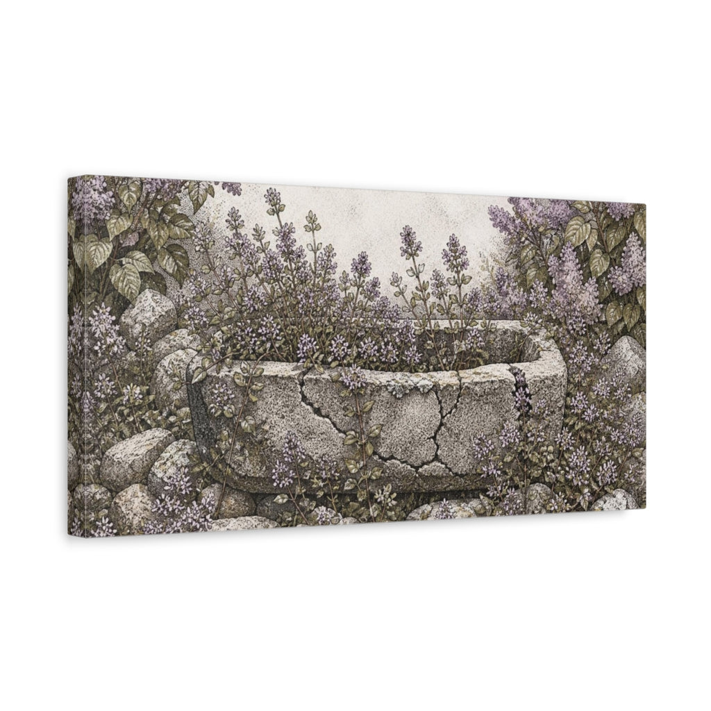 Side Mockup 3. Rustic Thyme Trough shown as canvas print