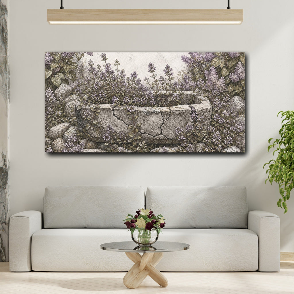 Mockup 2. Rustic Thyme Trough shown as canvas print