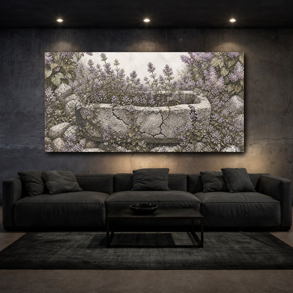 Mockup 3. Rustic Thyme Trough shown as canvas print