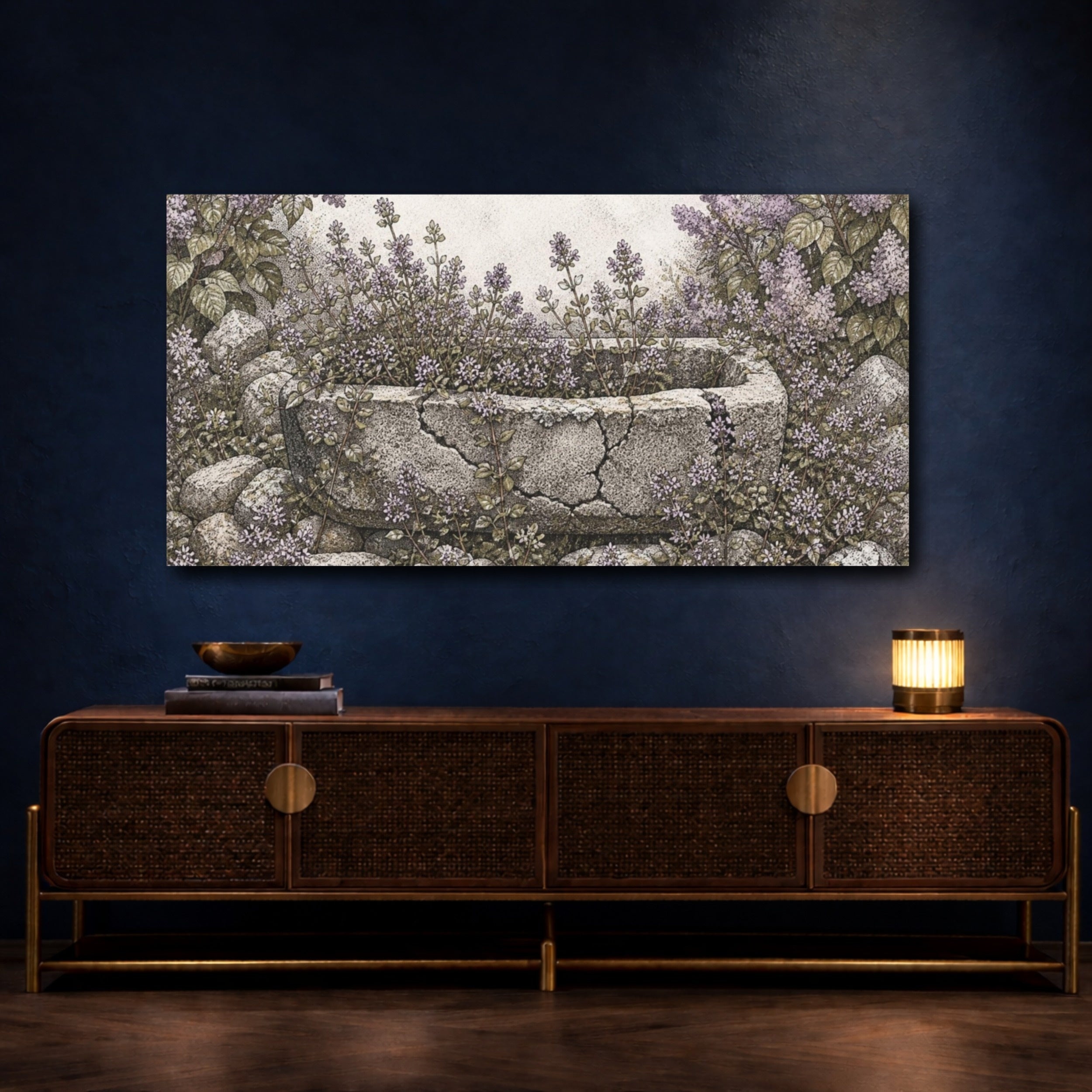 Mockup 4. Rustic Thyme Trough shown as canvas print