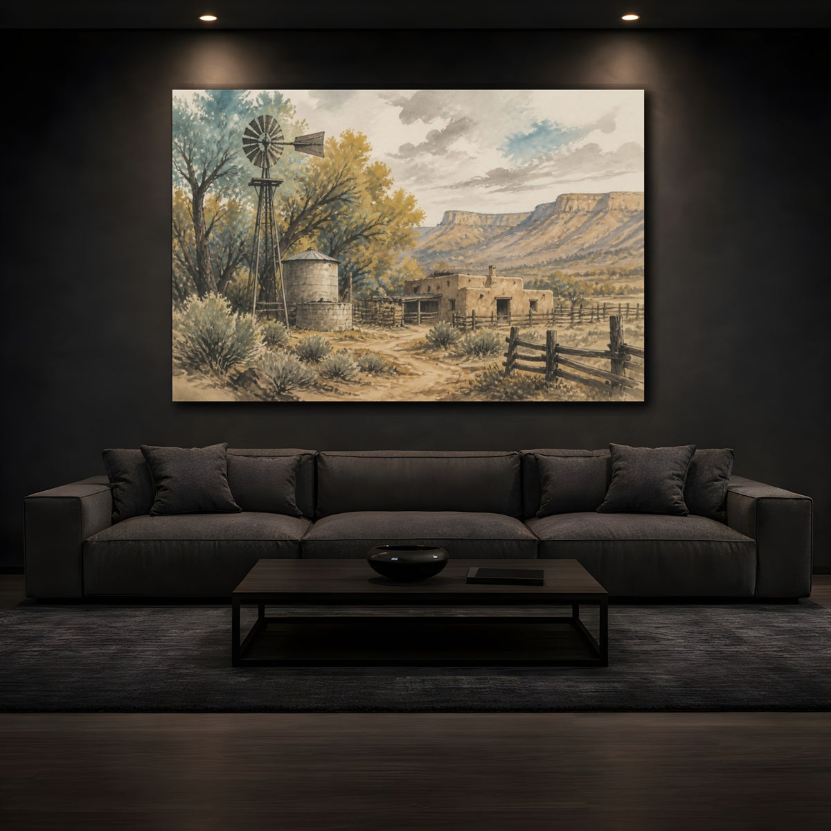 Mockup 3. Rustic Windmill Ranch shown as canvas print