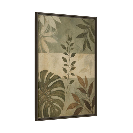 Main Mockup. Sage Leaf Study shown as framed canvas print