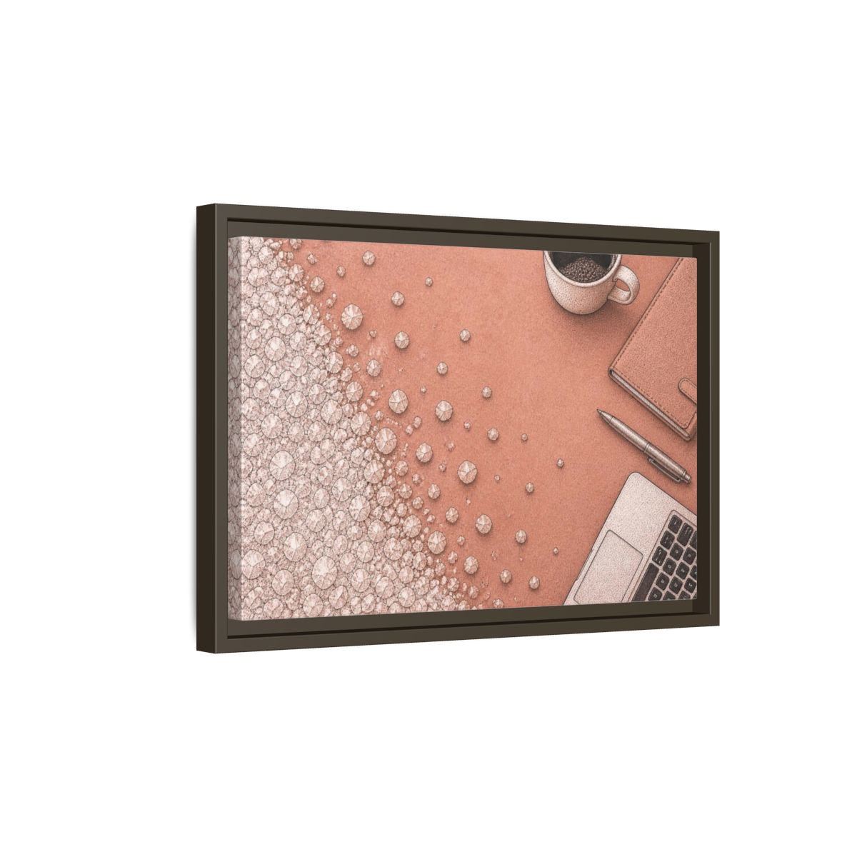 Side Mockup 5. Salt Crystal Office Desk shown as framed canvas print