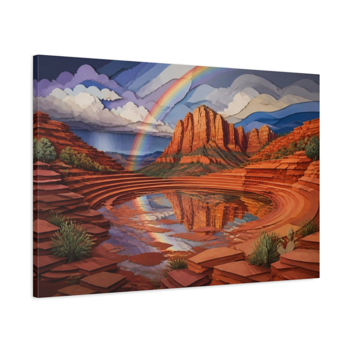 Main Mockup. Sandstone Rainbow Landscape shown as canvas print