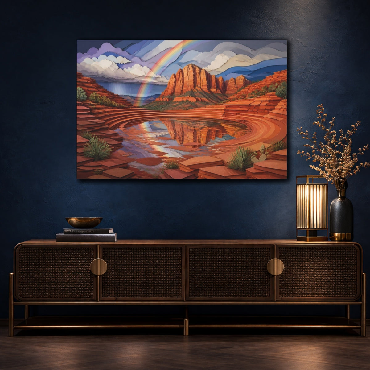 Mockup 4. Sandstone Rainbow Landscape shown as canvas print