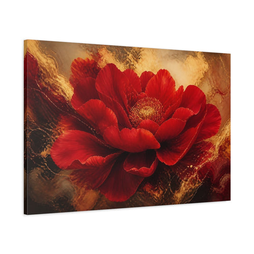 Main Mockup. Scarlet Floral Bloom shown as canvas print