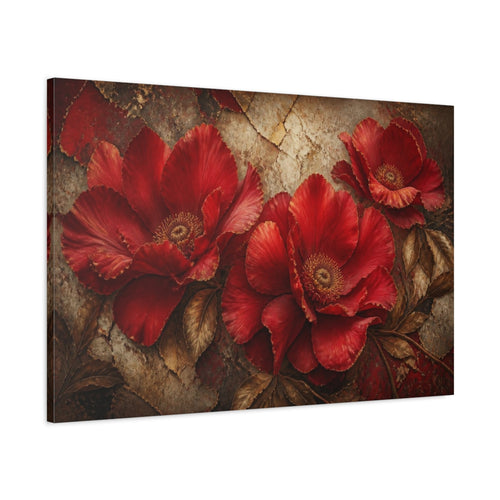 Main Mockup. Scarlet Floral Bloom shown as canvas print