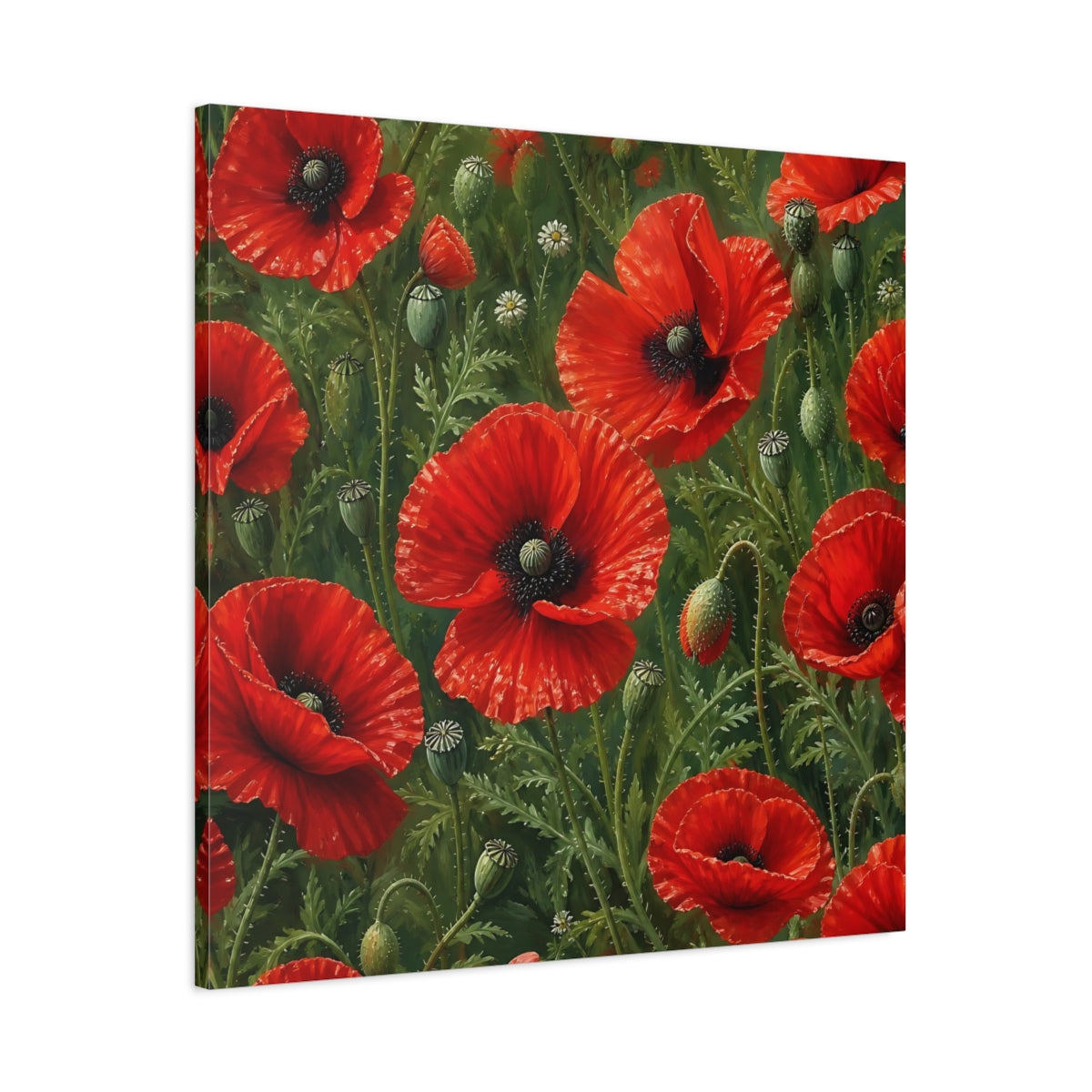 Main Mockup. Scarlet Floral Poppies shown as canvas print