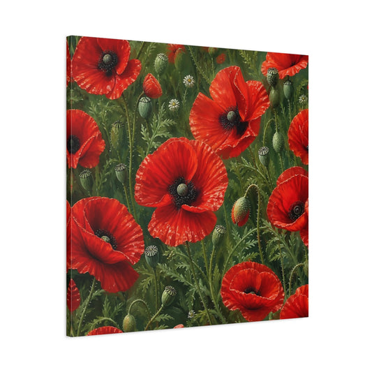Main Mockup. Scarlet Floral Poppies shown as canvas print