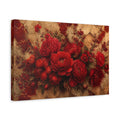 Side Mockup 4. Scarlet Peony Floral Bouquet shown as canvas print