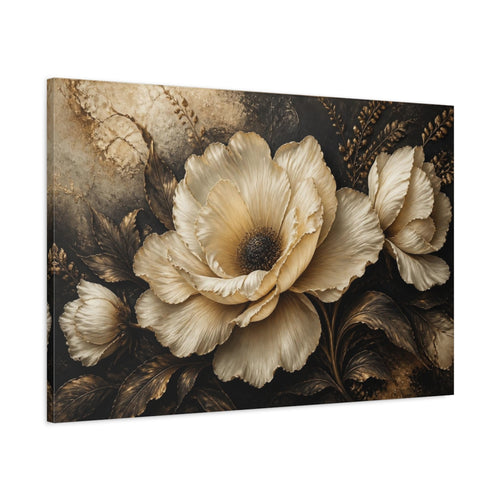 Main Mockup. Sculptural Ivory Flower shown as canvas print