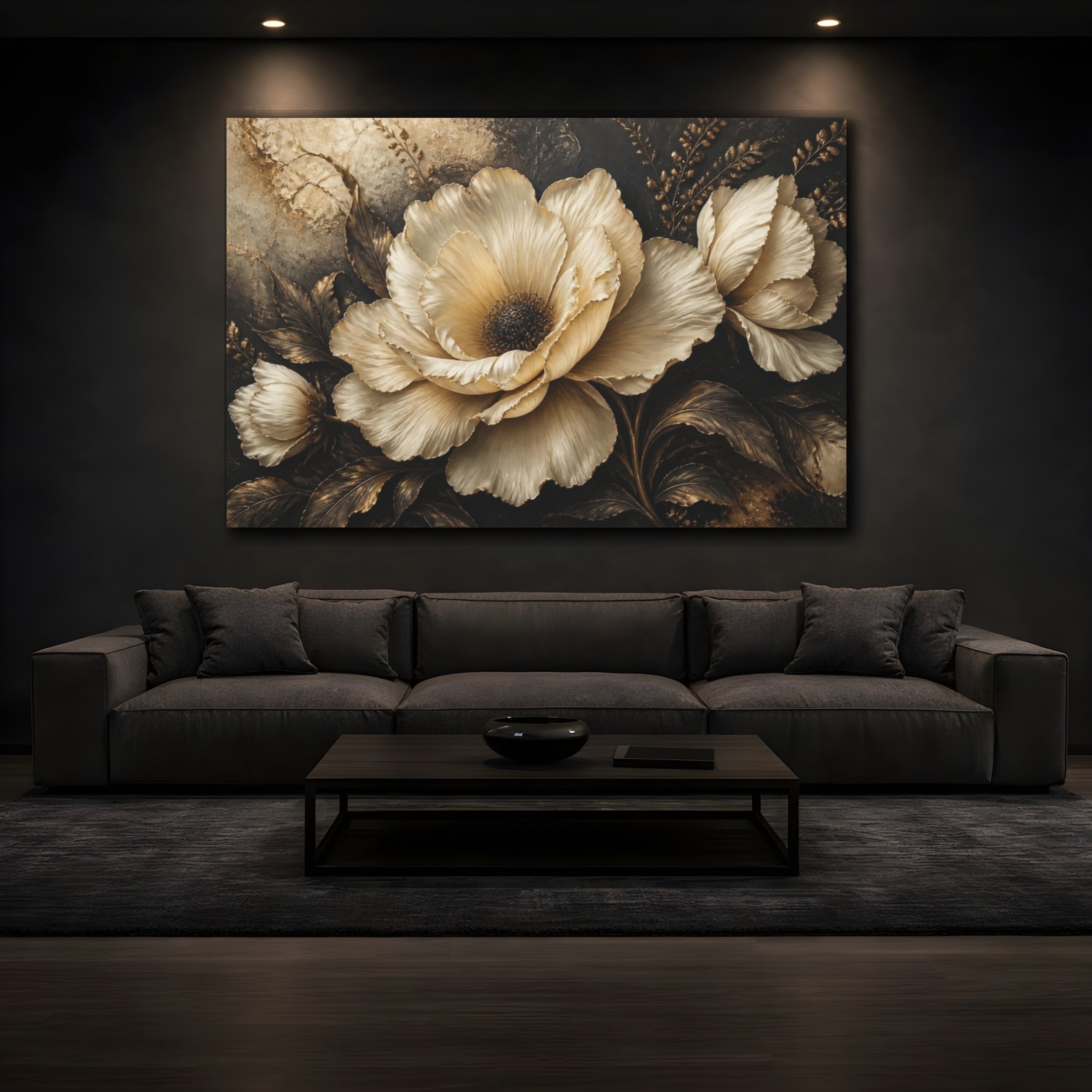Mockup 3. Sculptural Ivory Flower shown as canvas print