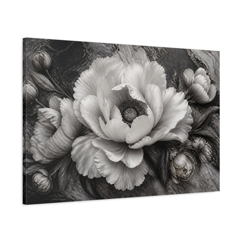 Main Mockup. Sculptural Peony Flower shown as canvas print