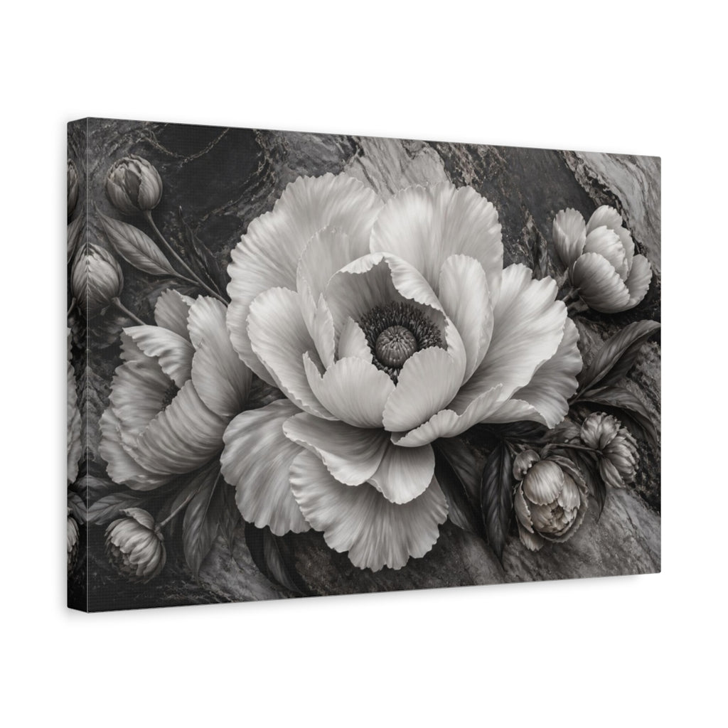 Side Mockup 4. Sculptural Peony Flower shown as canvas print