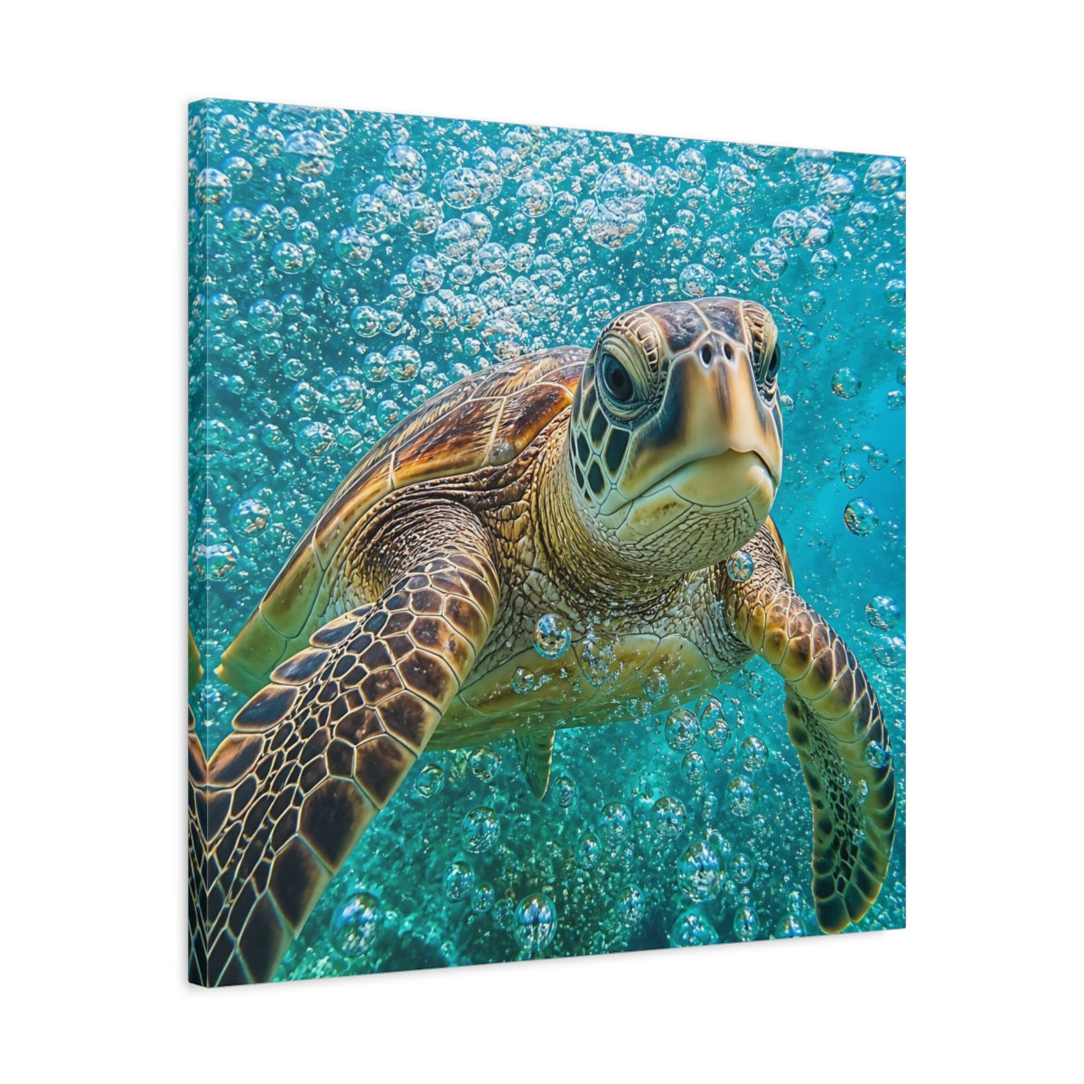 Side Mockup 4. Sea Turtle Animal Portrait shown as canvas print