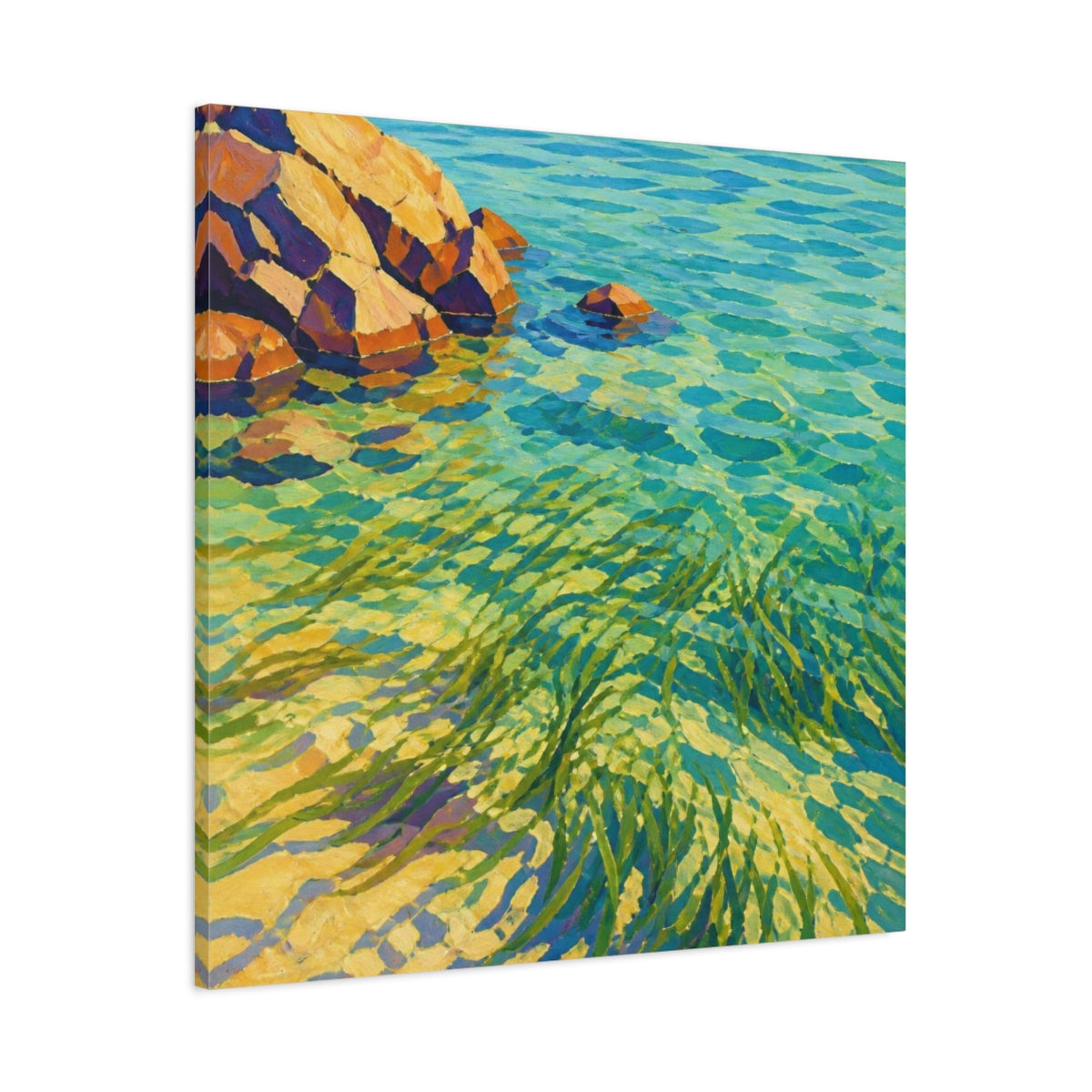 Main Mockup. Seagrass In Clear Water shown as canvas print