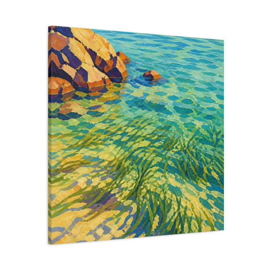 Main Mockup. Seagrass In Clear Water shown as canvas print