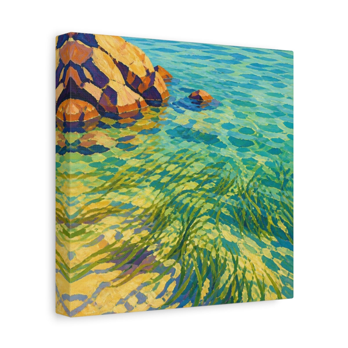 Side Mockup 9. Seagrass In Clear Water shown as canvas print