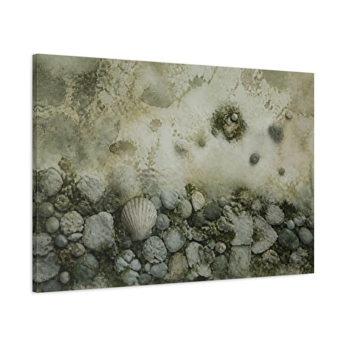 Main Mockup. Seashell On Pebble Beach shown as canvas print