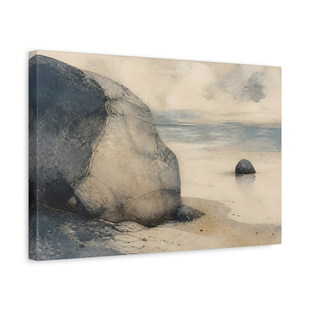 Side Mockup 4. Seaside Boulder Study shown as canvas print
